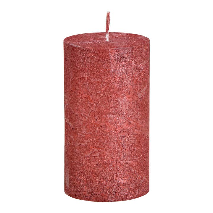 Wurm - Wholesale Pillar Candle - Candle Shimmer Finish made of wax Bordeaux (W/H/D) 6.8x12x6.8 cm