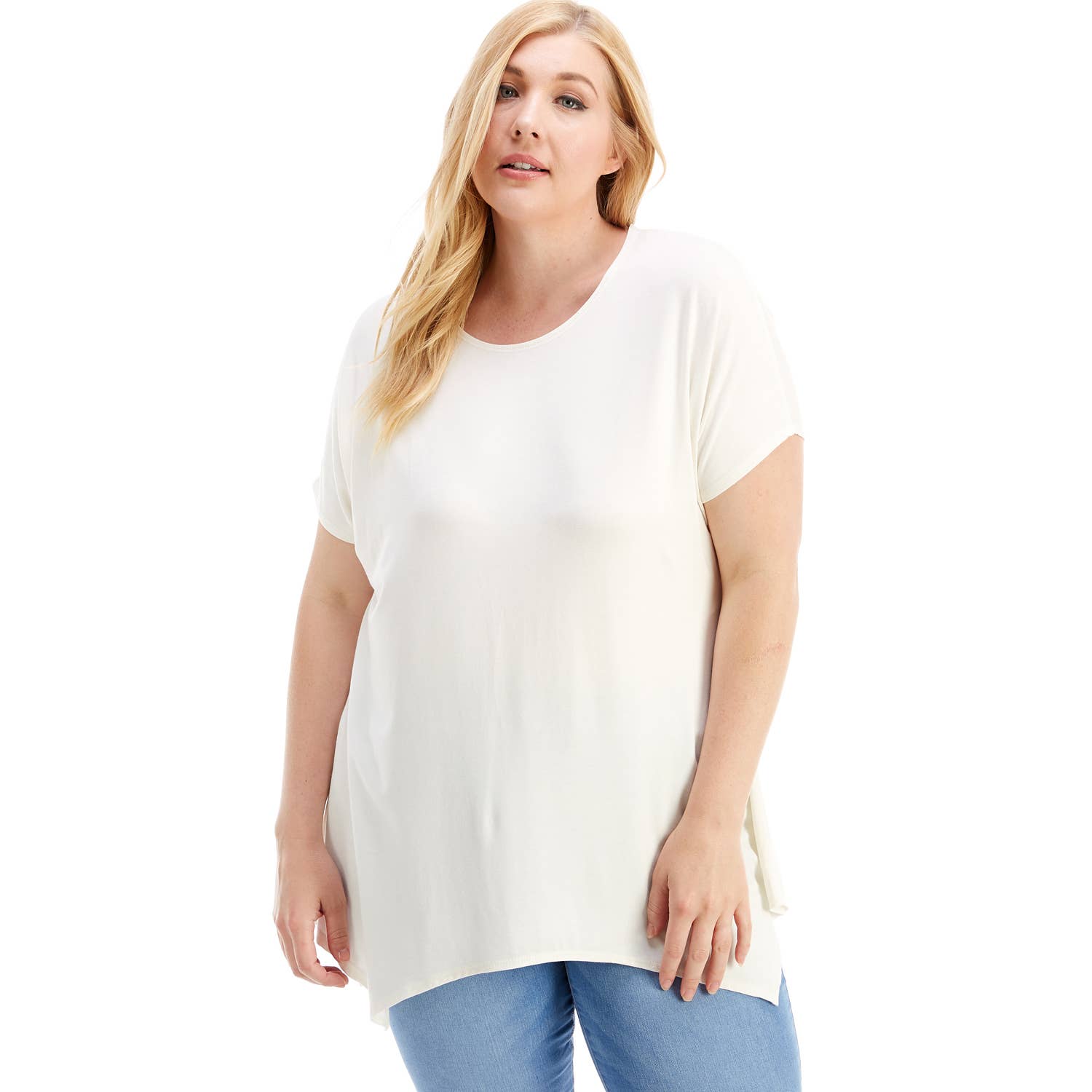 Azules Clothing - Wholesale Tunic - Women's - ATP-2307RSX Plus Size Asymmetric Short Sleeve Tunic86