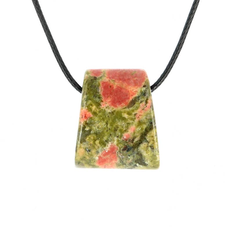 Artisans de Madagascar - Vendita all'ingrosso Collana con ciondolo/pendaglio - Ciondoli trapezio Unakite 28 x 25 x 13 mm0