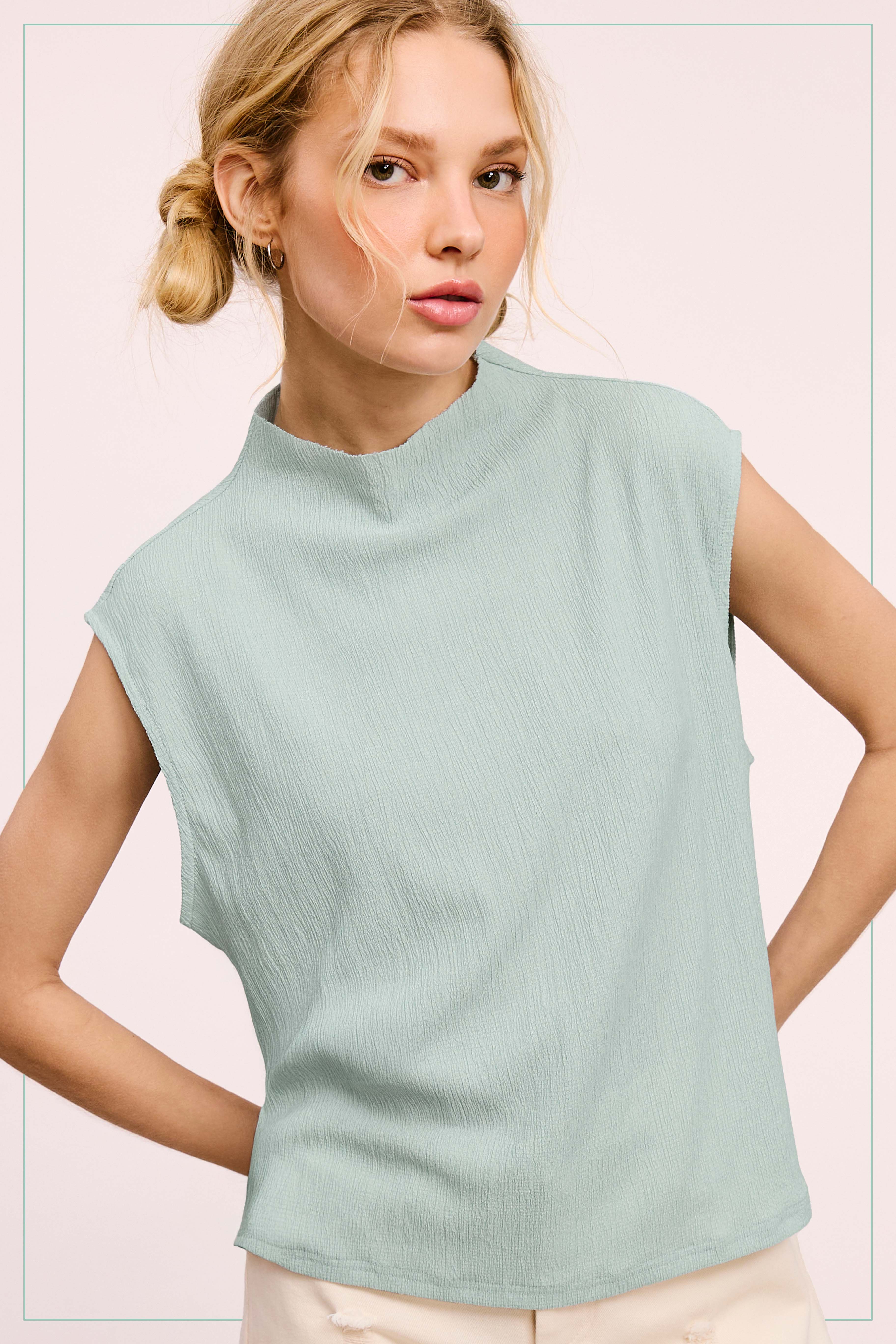 La Miel – Engroshandel Tanktop – Kvinder – HCT7705-elastisk krøllet stof ærmeløs top4