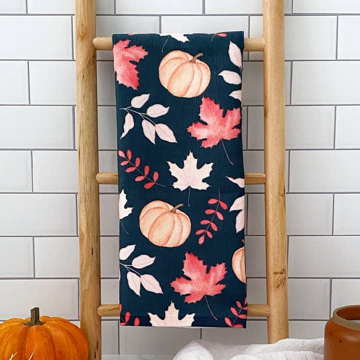 Navy Fall Floral Decorative Hand Towel for wholesale by Simply Lauren at Home