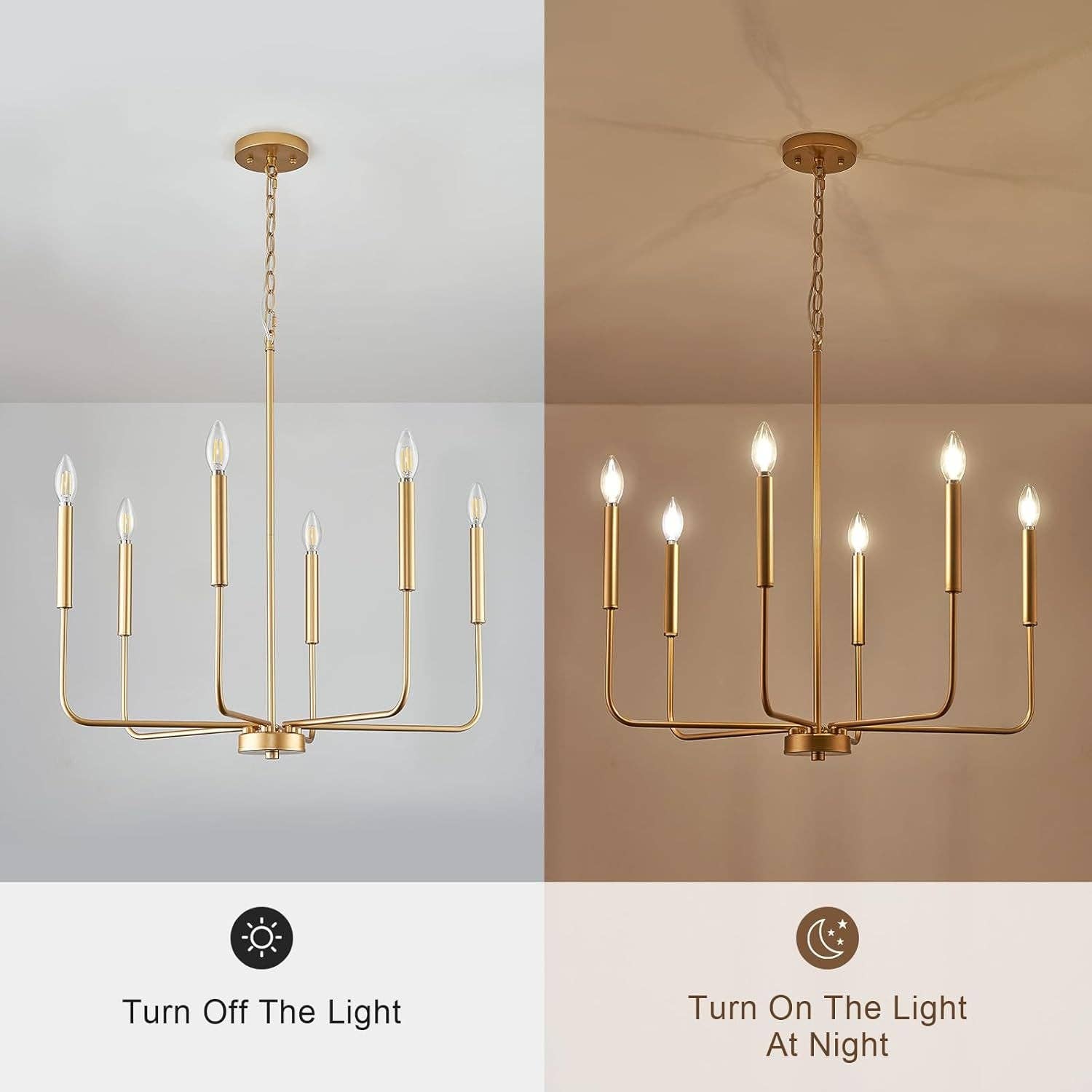 Gold 6 Light Candle Chandelier For Dining Room Modern for wholesale on Faire5