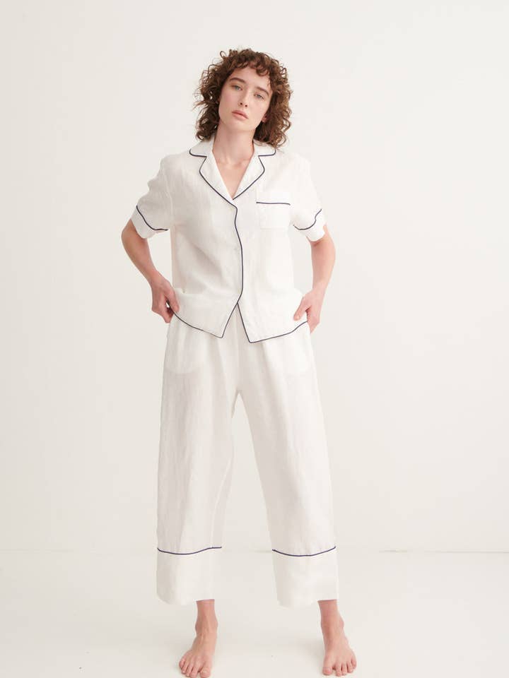 Snow Ivy Short Sleeve Shirt & Pant Pyjama Set for wholesale by ANDREA & JOEN