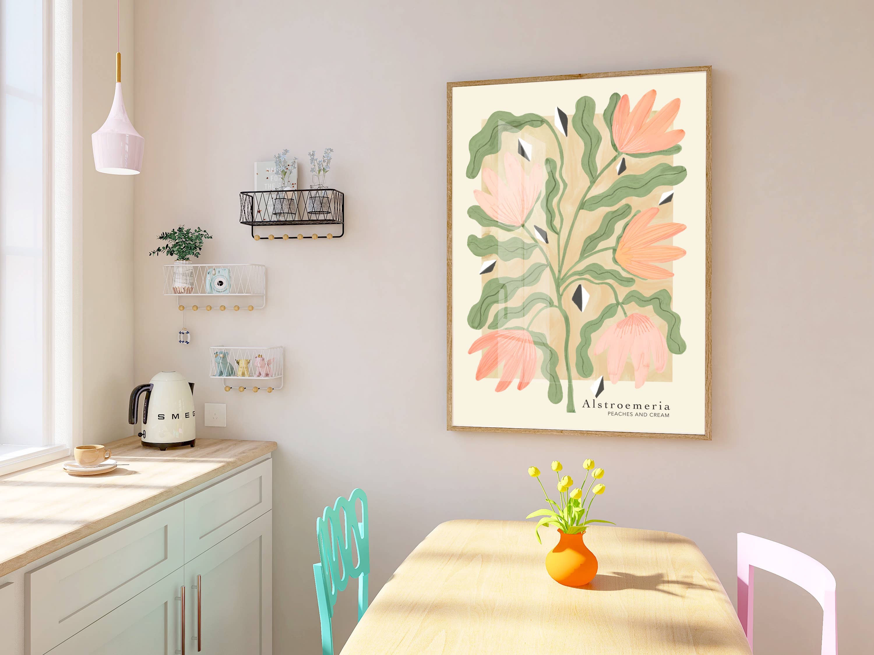 Kate Fox Design - Wholesale Art Print - Lily Flower Art Print, Neutral Print, Hand Drawn, Quirky (Co2