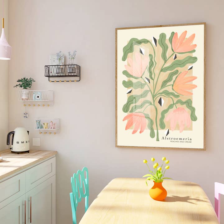 Kate Fox Design - Wholesale Art Print - Lily Flower Art Print, Neutral Print, Hand Drawn, Quirky (Co2