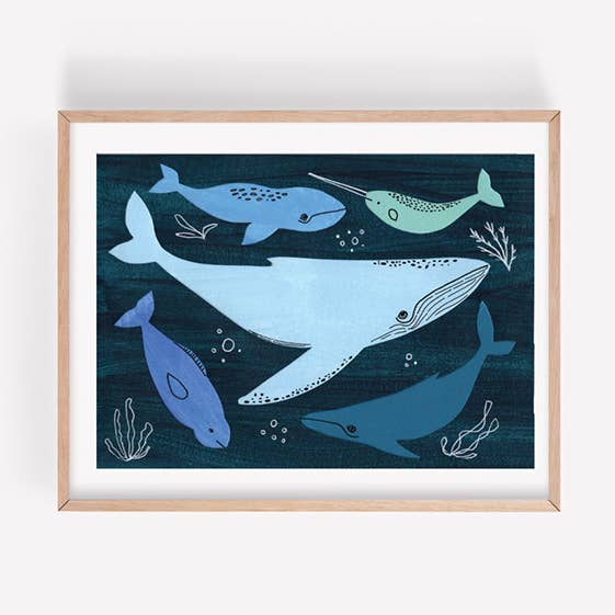 Buckelwale, Belugas, Narwale... Oh My Kunstdruck für den Großhandel von The Artwork of Kristen Solecki