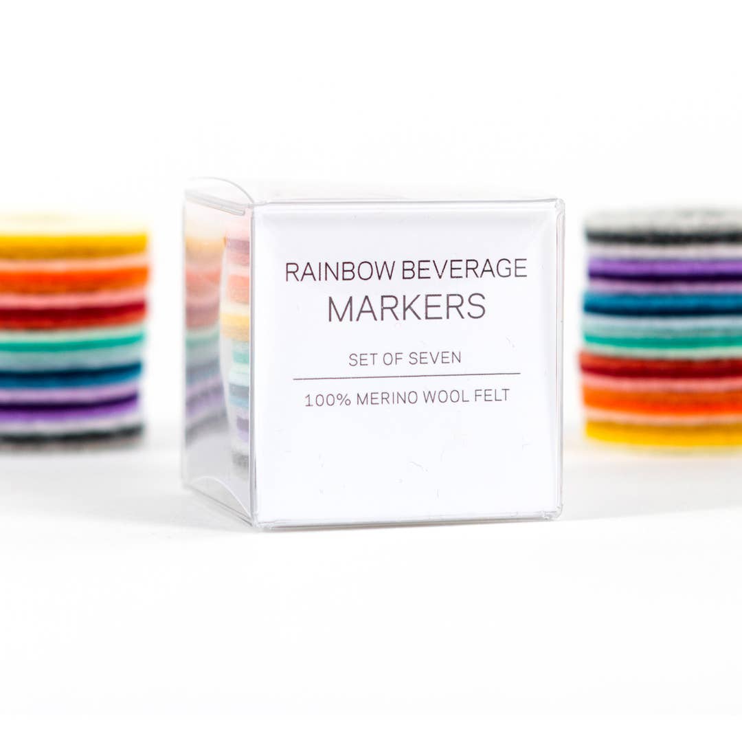 Studio 82° - Wholesale Wine/Cocktail Glass Markers - Rainbow Beverage Markers - Merino Wool Felt - Set of 714