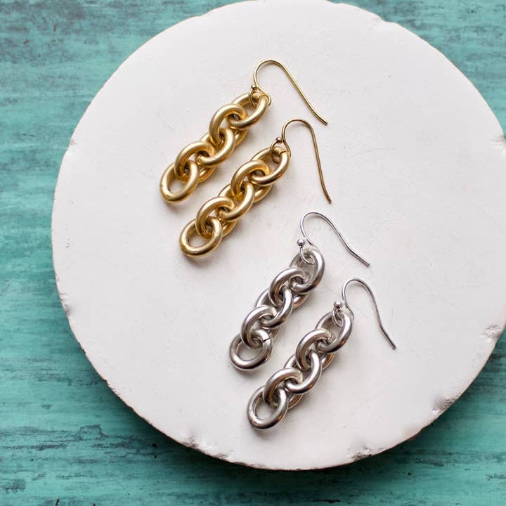 a.v. max - Wholesale Dangle Earrings - Lux Baroque Chain Gang Earring|Matte Gold|Matte Silver