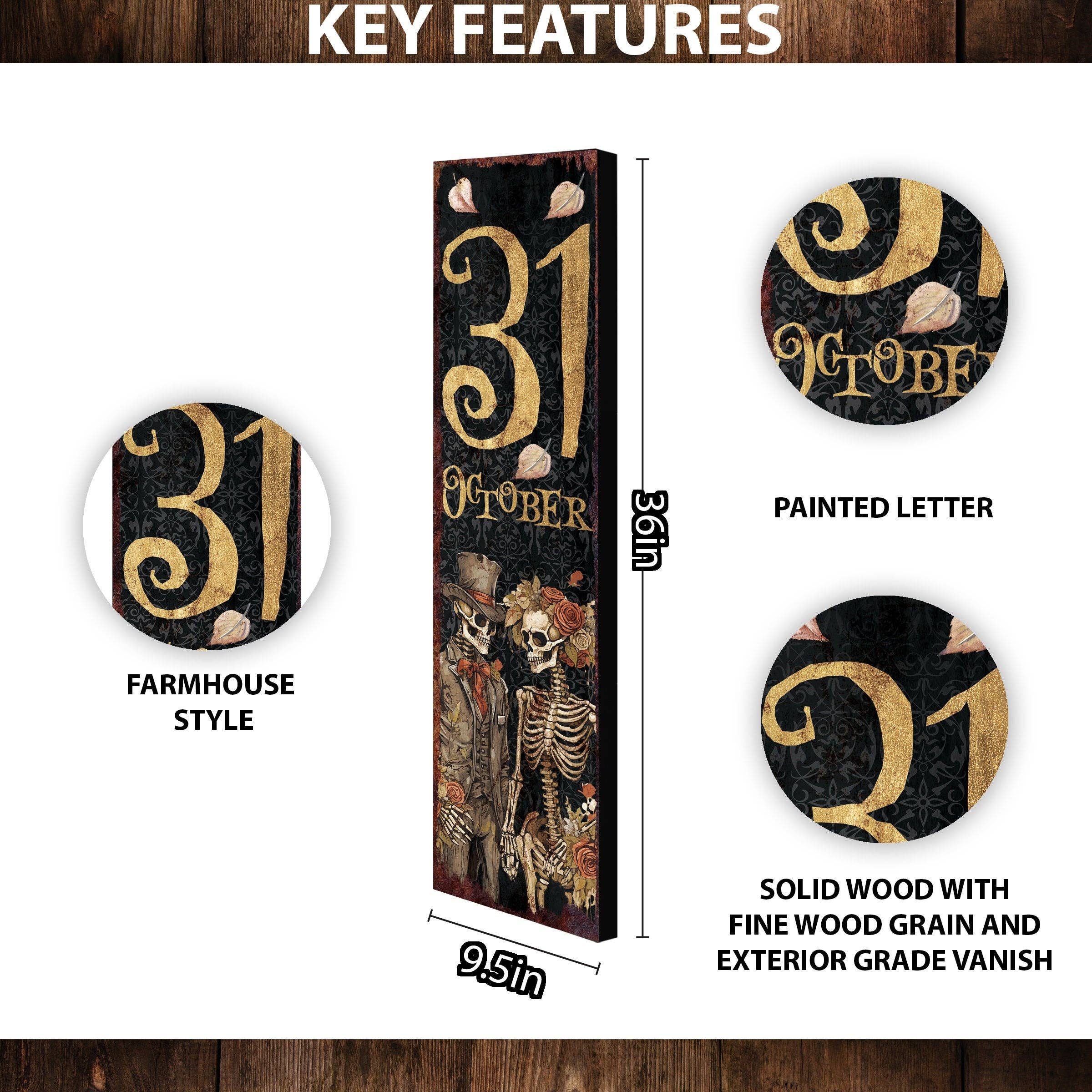 TX USA Corporation - Wholesale Sign - Rustic Farmhouse Halloween Porch Sign | Durable Outdoor October 31st Decor8