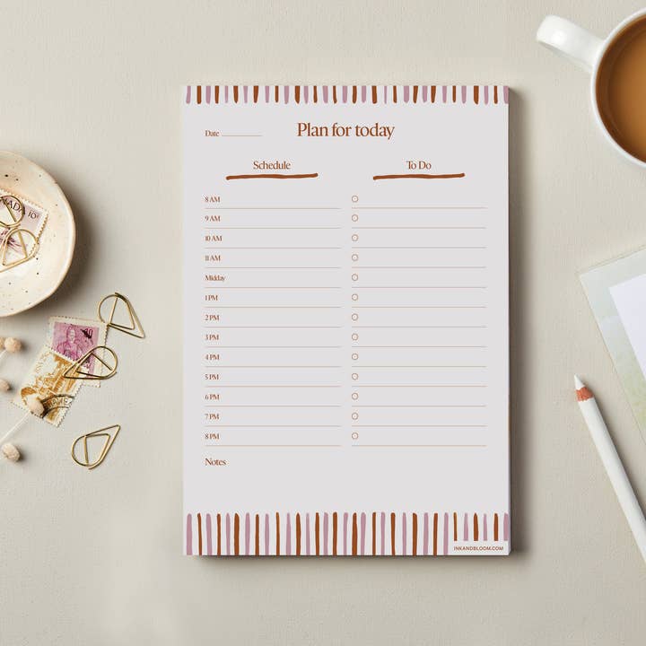 A5 Daily Planner Desk Pad in Stripes for wholesale by Ink & Bloom