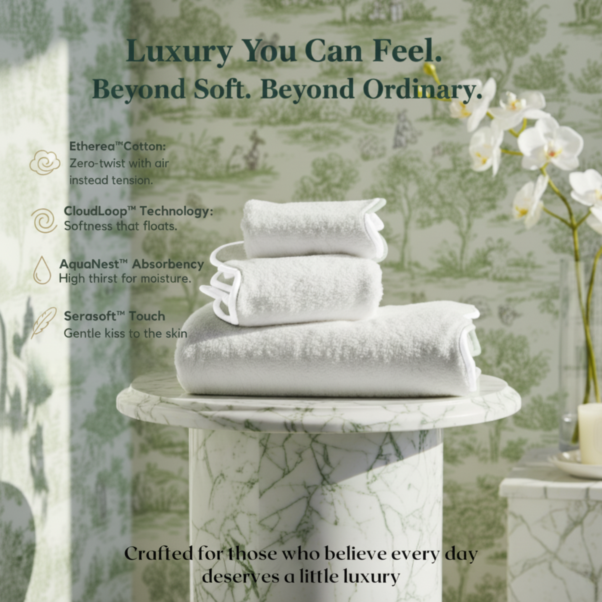 Lotus Linen - Wholesale Hand Towel - Luxury Cotton Hand Towels with Scallop Piping122