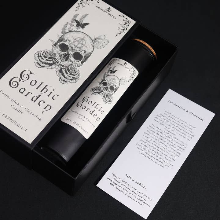 Ancient Witch rituell ljus – Gothic Garden för rengöring och rening för wholesale av Rooted Treasures Farms