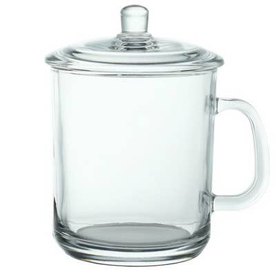 15 oz. Glass Tea Cups with Lids for wholesale by Market Street Promotions