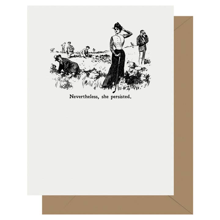 Gibson Girl Nevertheless, She Persisted Letterpress Card for wholesale by Letterpress Jess