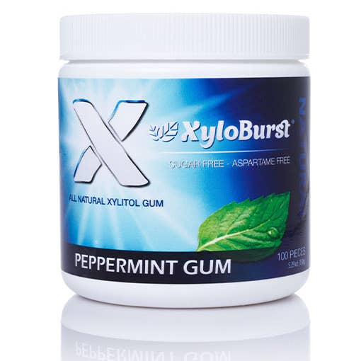 XyloBurst Sugar Free Xylitol Peppermint Gum 100 ct. Jar for wholesale by Focus Nutrition