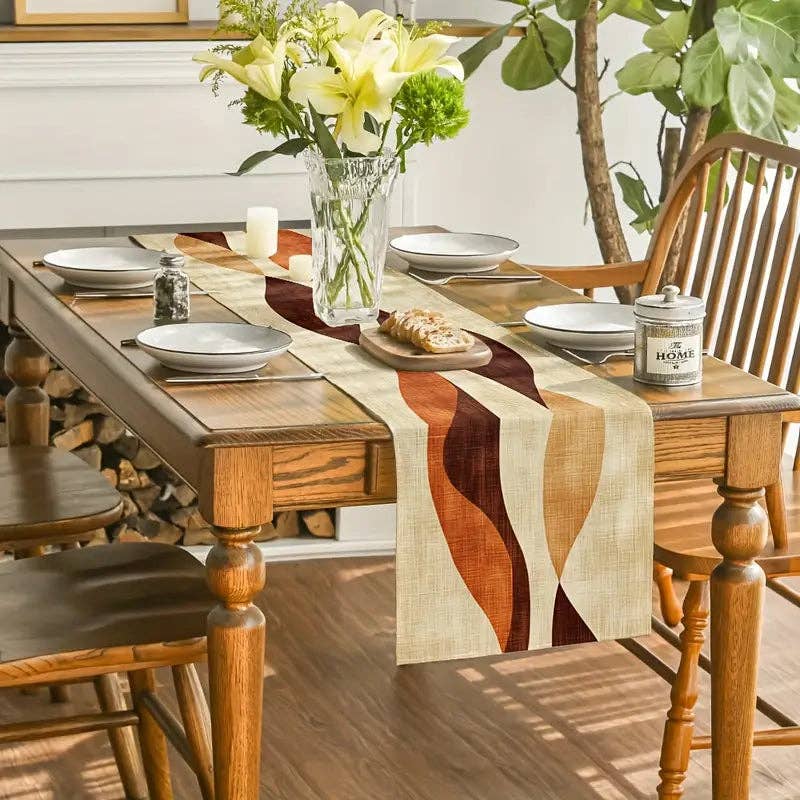 Huis Van Merken - Wholesale Tafelloper - Boho Linnen Tafelloper - Warme Rechthoekige Eettafel Decoratie2