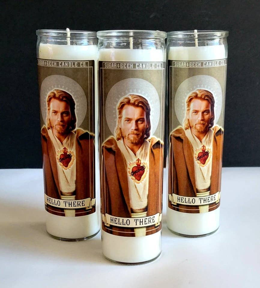 Sugar & Geek Candle Co. - Wholesale Votive Candle - Celebrity Prayer altar candle- Saint Obi wan0