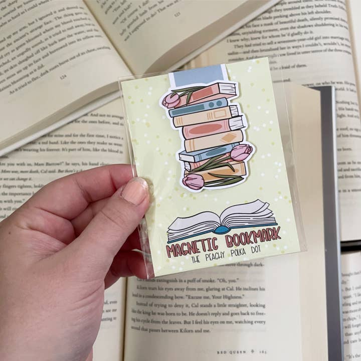 The Peachy Polka Dot - Wholesale Bookmark - Romance book stack magnetic bookmark, romantic books7