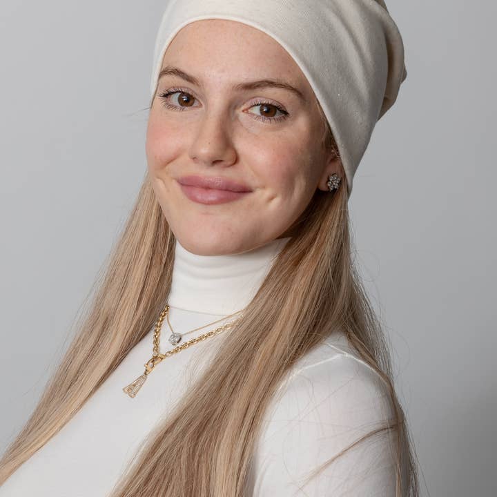 Cream Stardust Beanie for wholesale by VALERI