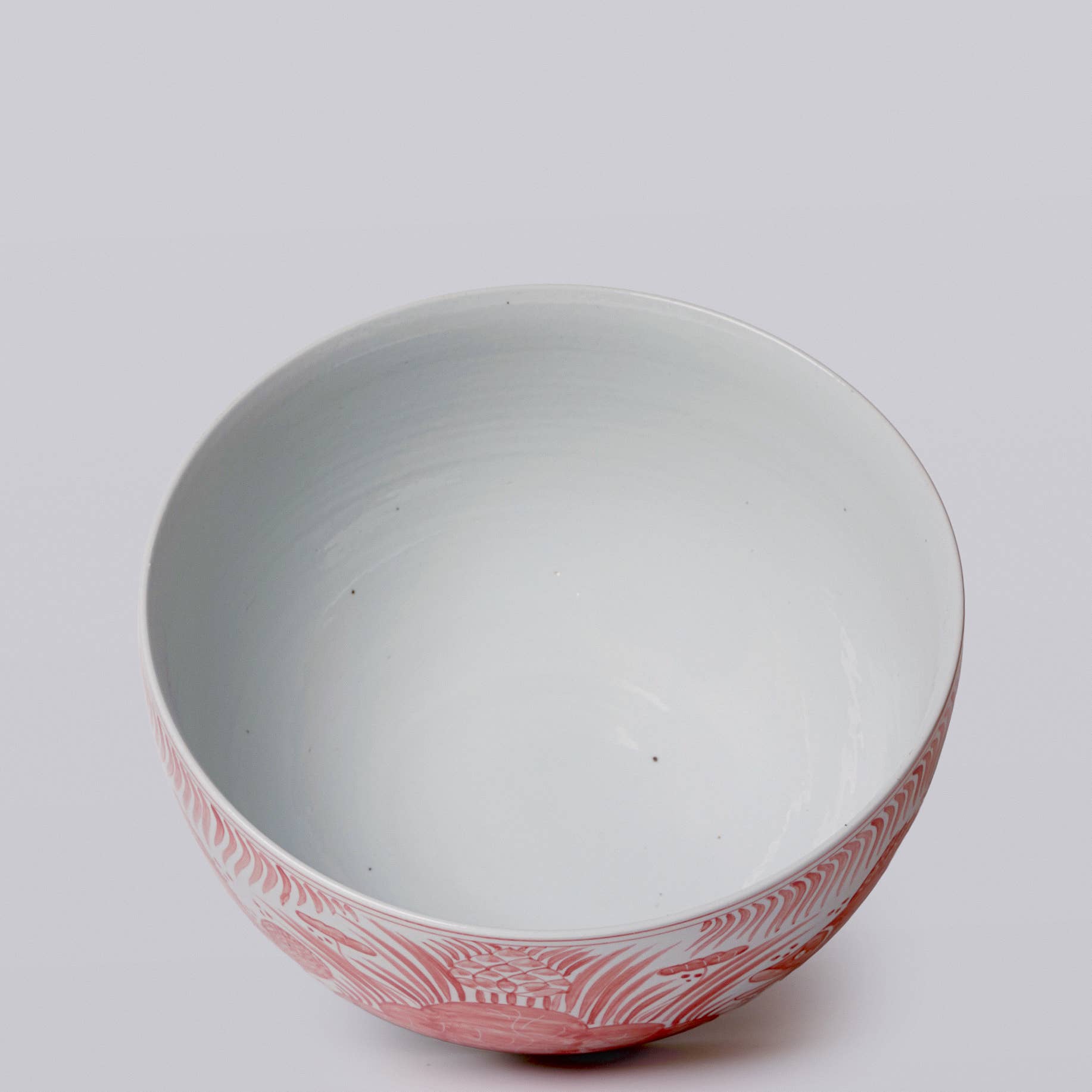 Cobalt Guild - Wholesale Decoratief bord/schotel/kom - Rood en Wit Porseleinen Vis en Lotus Grote Kom1