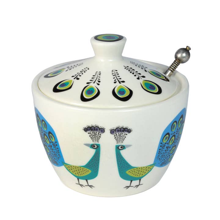 Hannah Turner Ltd - Wholesale Jar - Handmade Ceramic Peacock Sugar Pot with Lid1