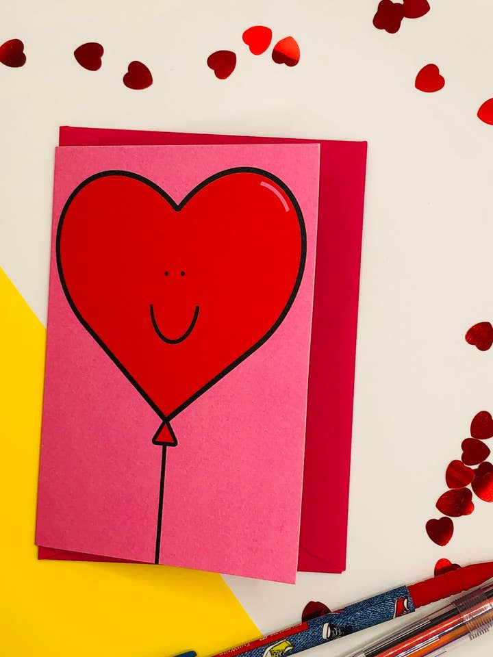 Heart Balloon Card - Case of 6 for wholesale by PaintsPylons