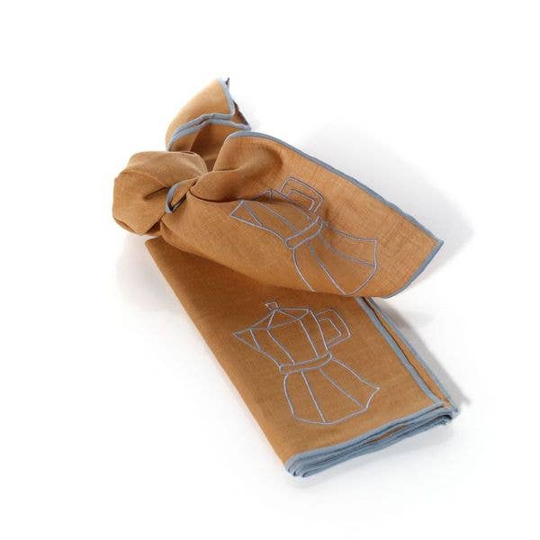 MÆGEN - Vente Serviettes de table en tissu - Lot de 2 serviettes en mélange de lin avec motif cafetière1