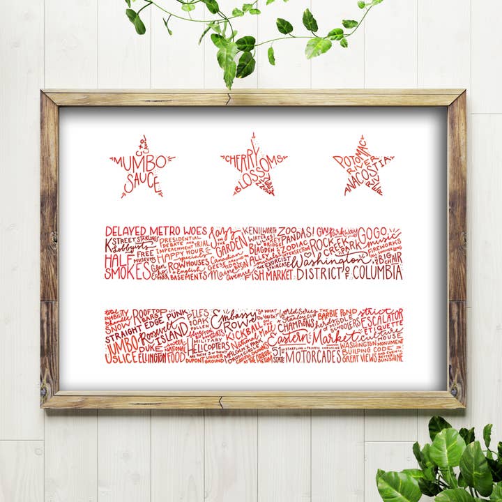 DC Flag (Red or Black) - 5x7, 8x10 Art Print for wholesale by Billie Claire Illustration (Handmade)
