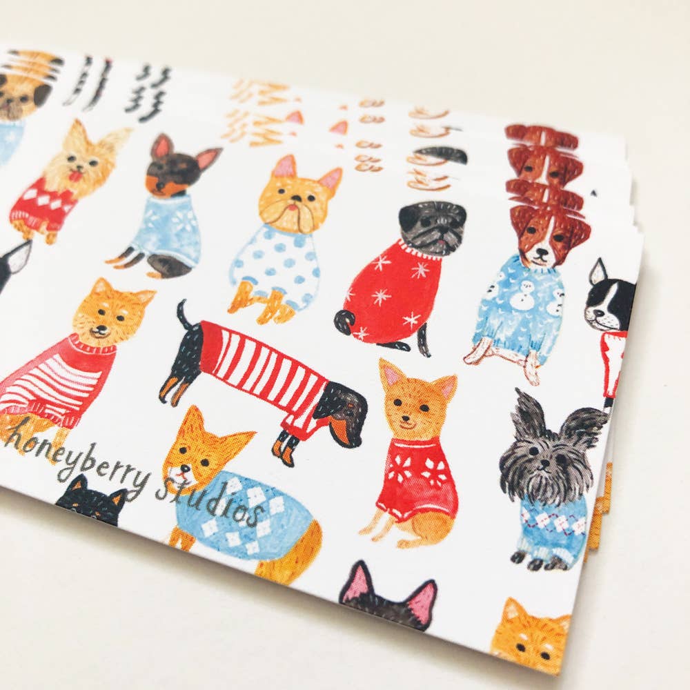 Honeyberry Studios - Wholesale Stationery/Notecard Set - Dogs in Sweaters Tiny Notes3