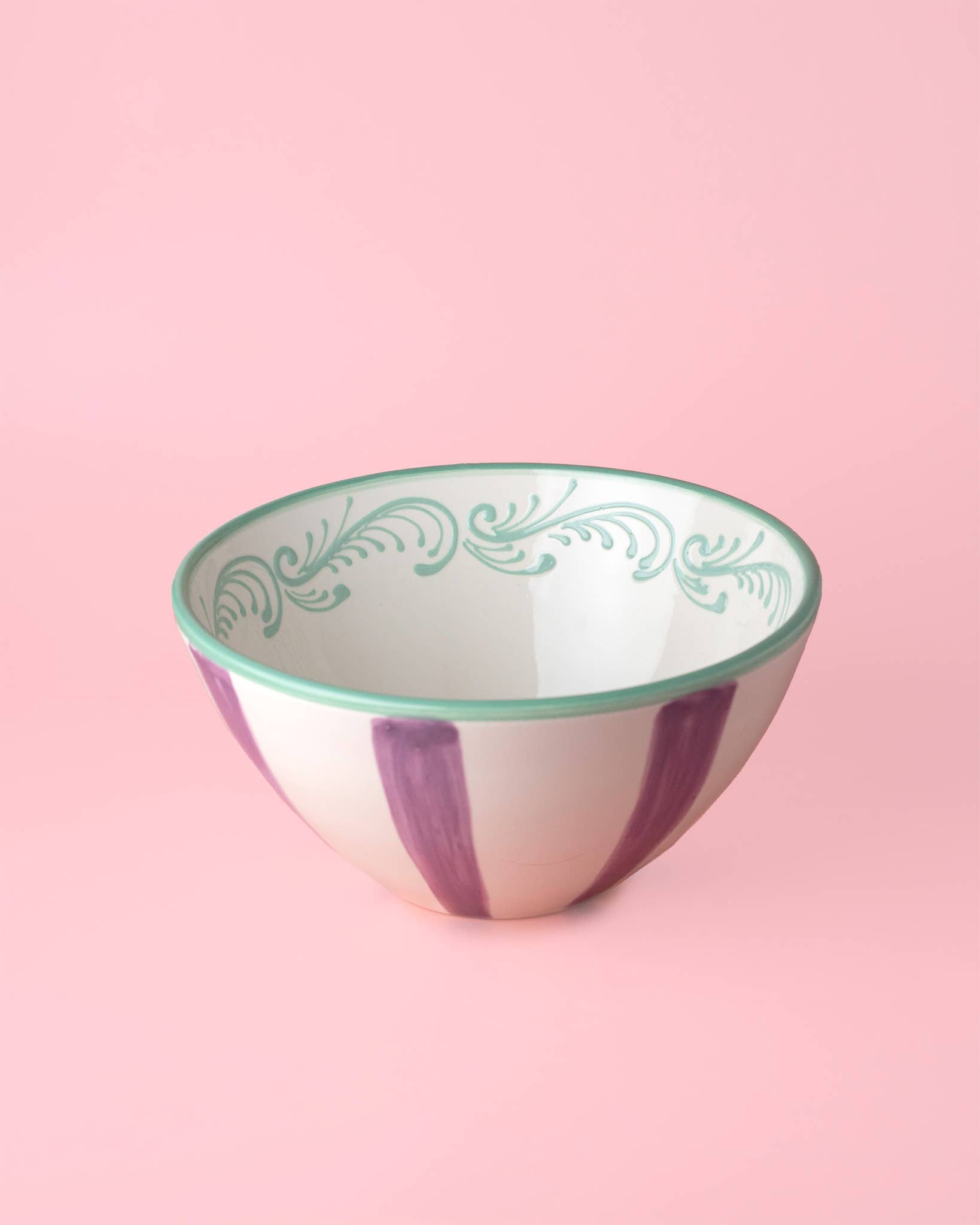 Alfar Tierra Cocida - Venta al por mayor Bol de mesa - Artisanal Ceramic Serving Bowl 1.5L Green & Violet ESMERALDA1