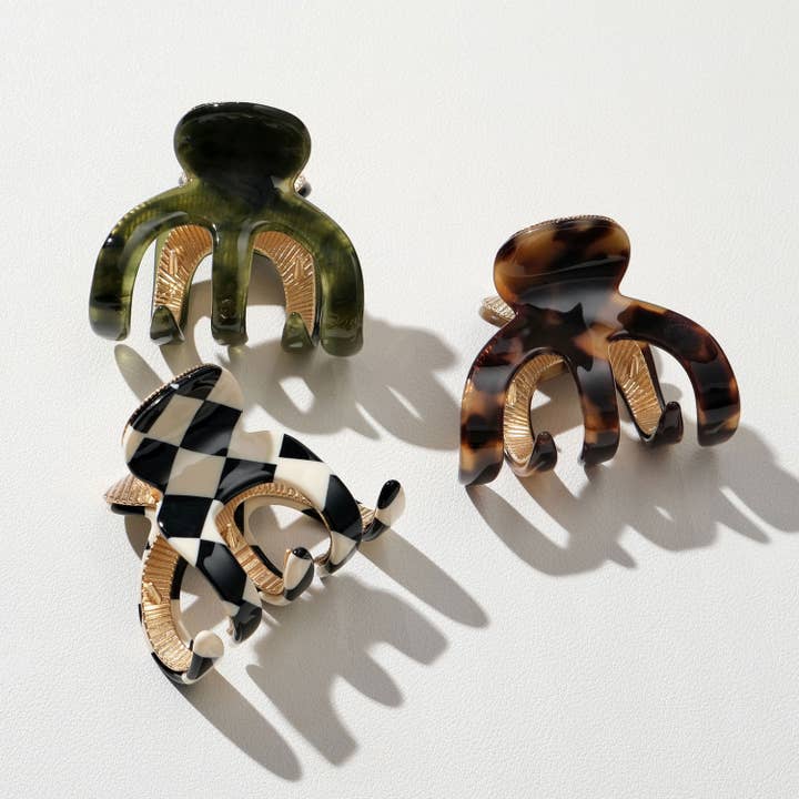 Assorted Jade Vintage Octopus Metal Claw Clip - Small for wholesale on Faire1