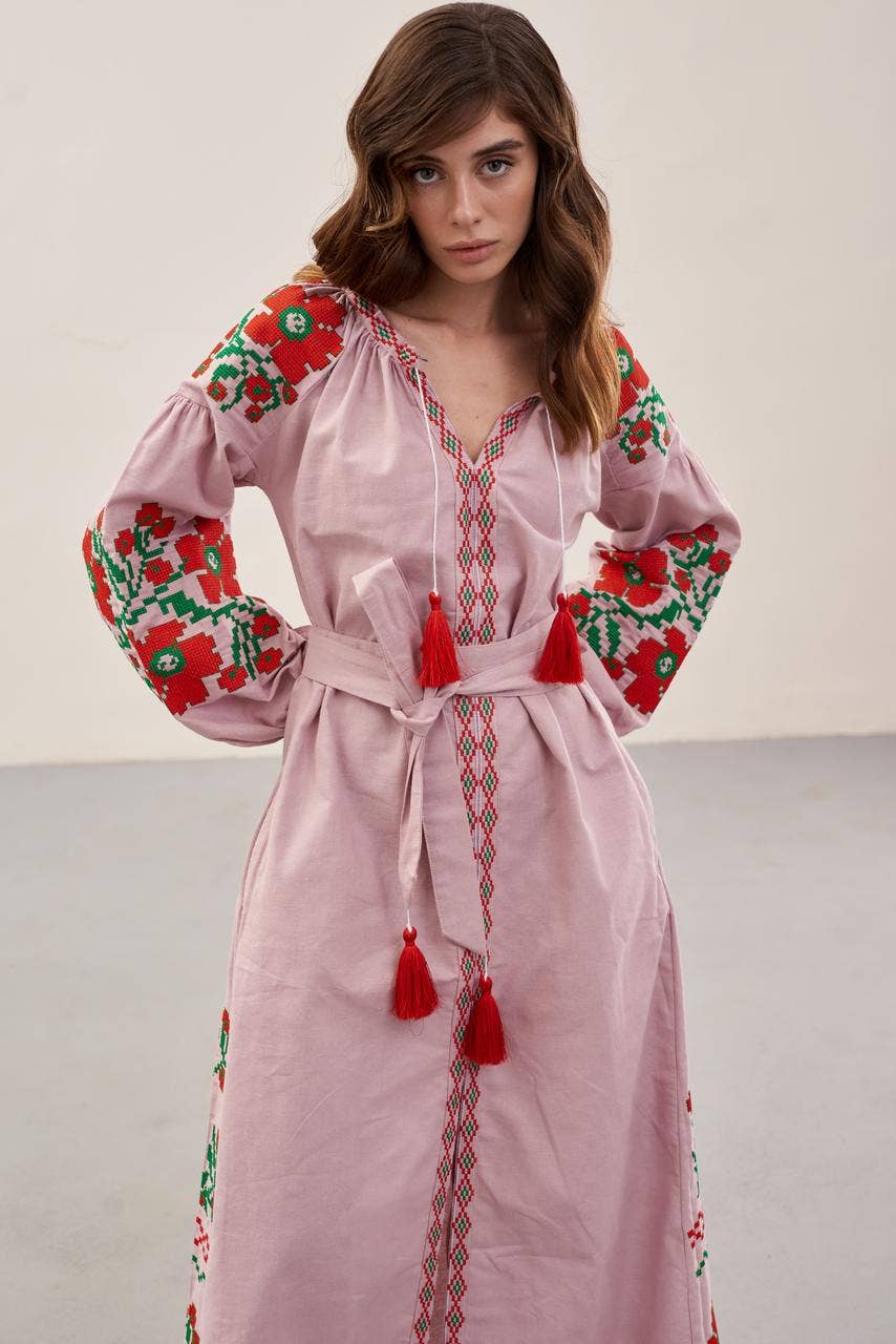 Handmade Originals Ukraine - Wholesale Dress - Women's - Embroidered Dress Paris Bouquet Pink8
