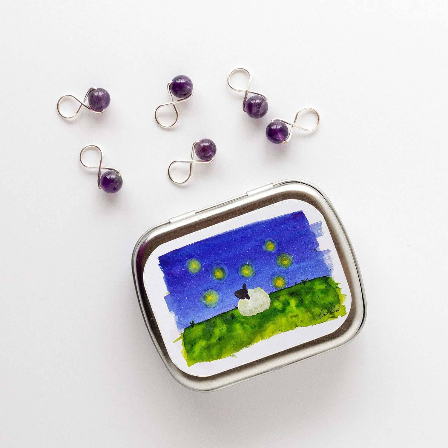 Twice Sheared Sheep - Wholesale Knitting/Crochet Supplies - Firefly Dreams Stitch Marker Storage Tin4
