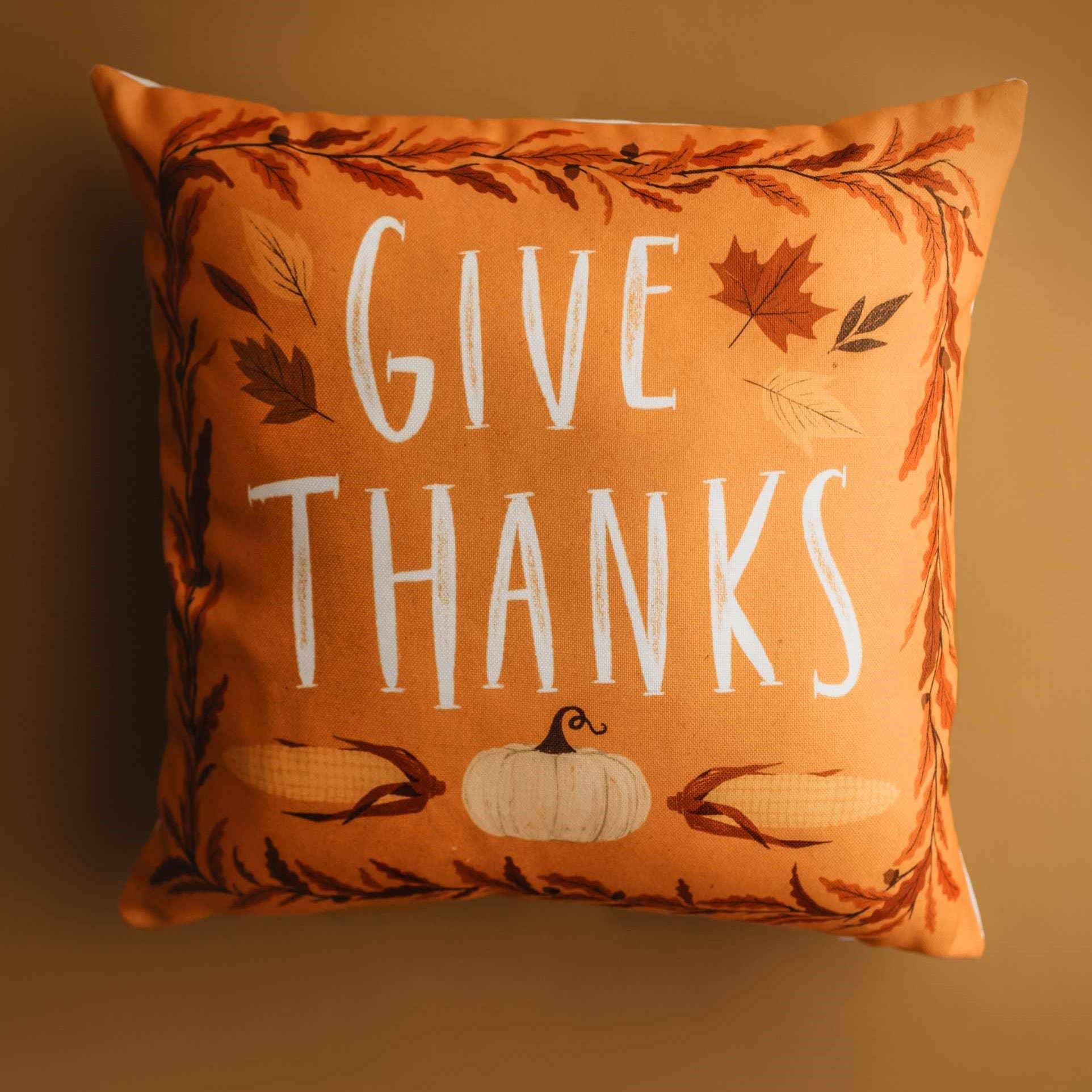 UniikPillows - Vente Housse de coussin - Housse d'oreiller Primitive Give Thanks | Décoration de Thanksgiving | Oreillers de ferme | Décoration de campagne | Coussins d'automne | Coussin mignon | Cadeau8