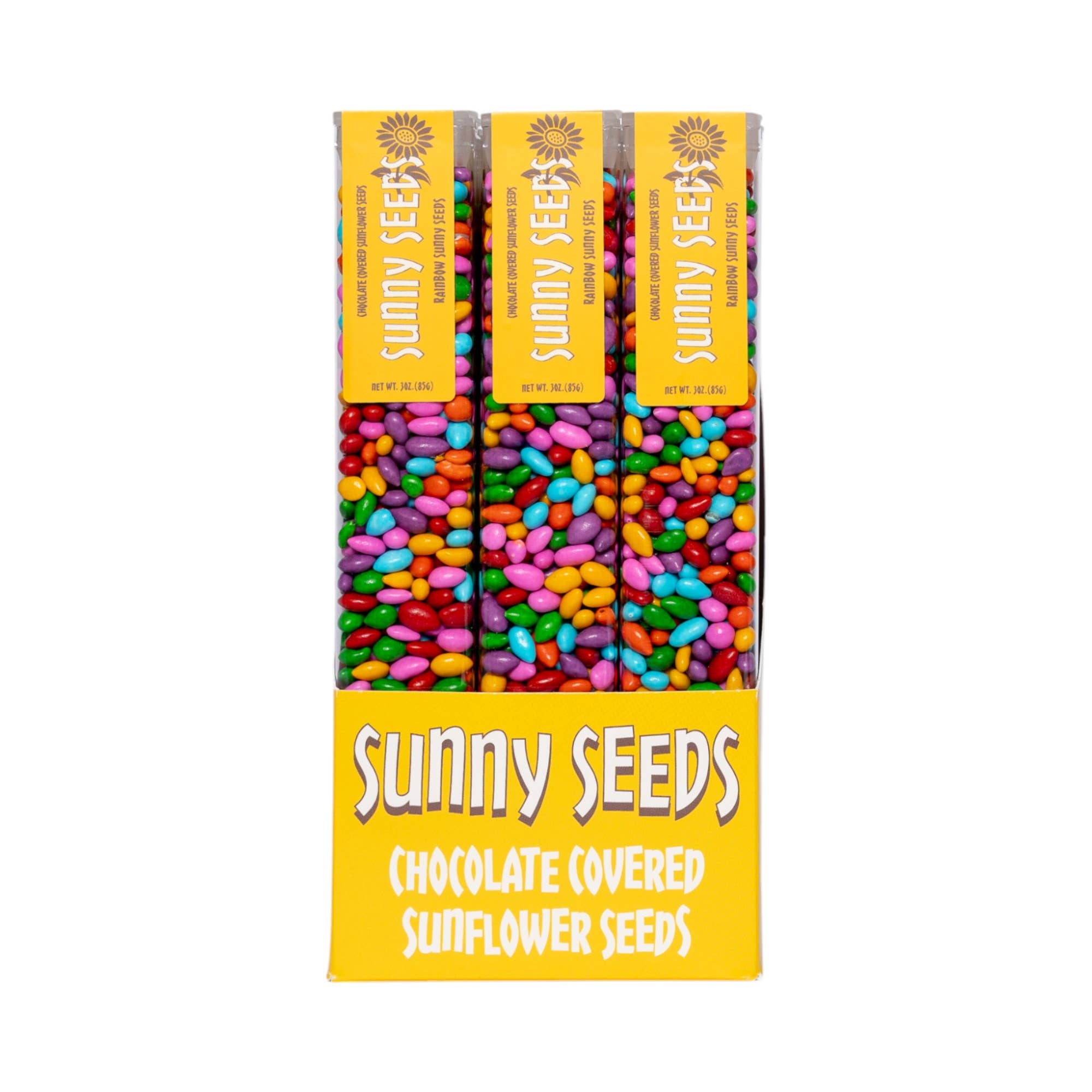 Sunflower Food Company - Wholesale Chocolate Covered Sweets - Rainbow colored Sunny Seeds in 3 oz tubes2