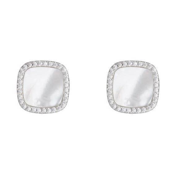 Pavé Perlemor Square Stud Øreringe for engroshandel hos Ashley Schenkein Jewelry Design