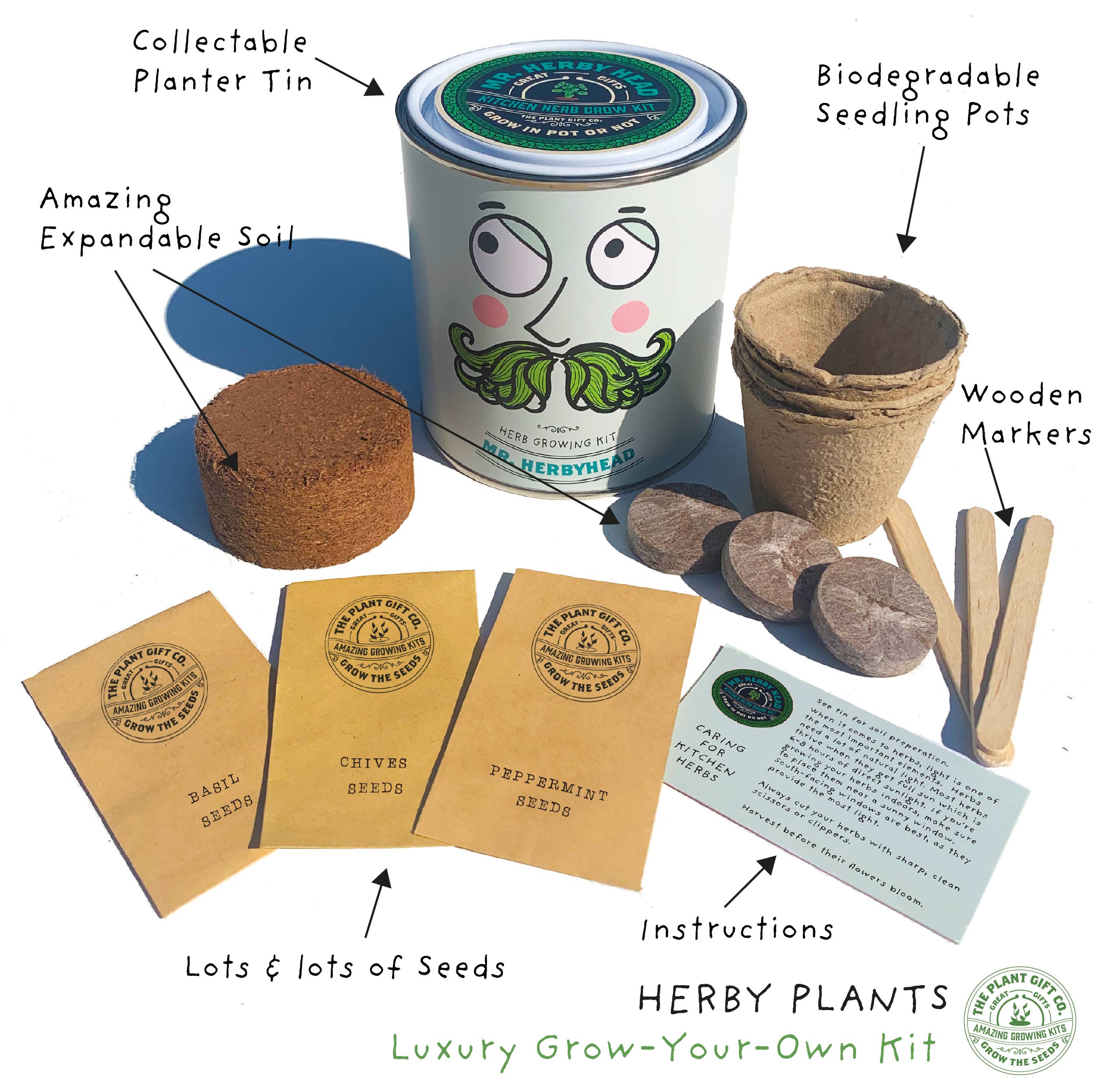 The Plant Gift Co. – wholesale Plant seeds – Mr. Herbyhead. Eco Grow Your Own Plant Kit, Gardening Gift.2
