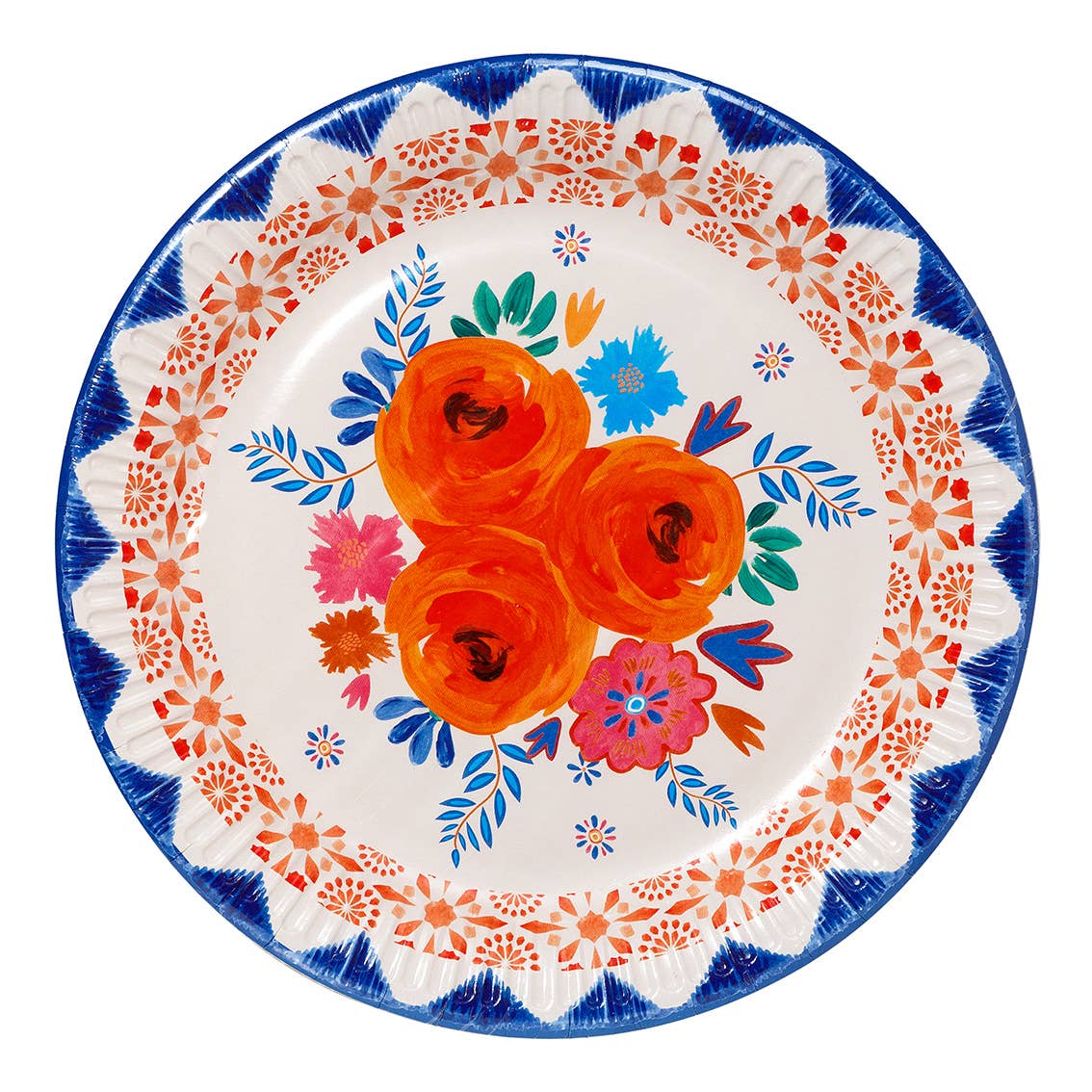 Talking Tables UK – wholesale Disposable plate – Boho Blue and Orange Floral Plates | 12 Pack |0