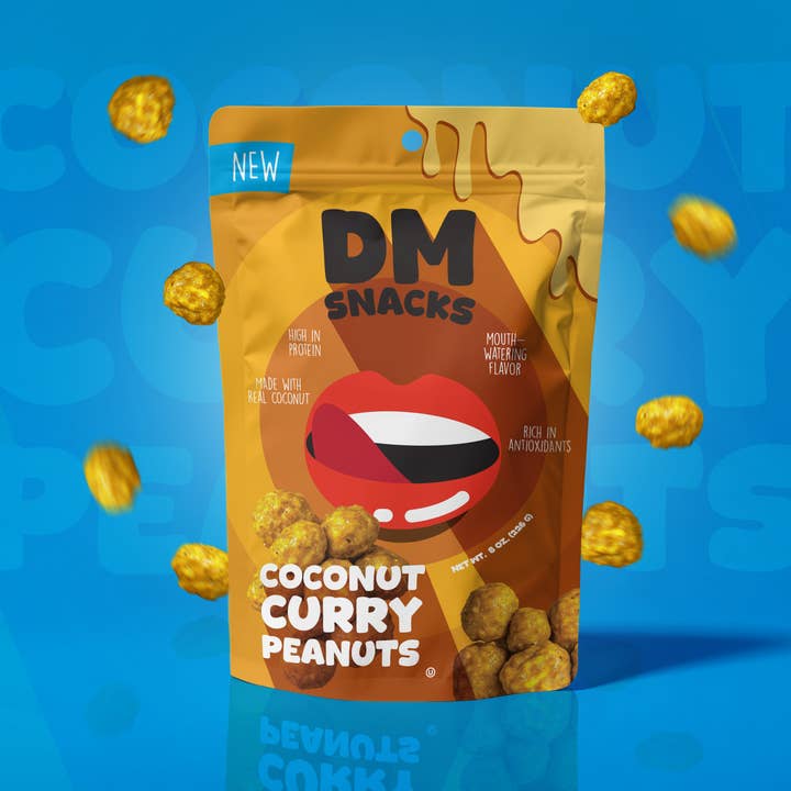 DM Snacks Coconut Curry Peanuts, 8 oz. for wholesale by Damn, Man Snacks