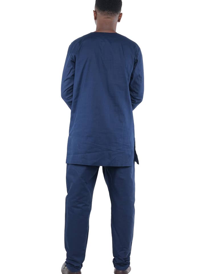 Satsuma Wholesale - Venta al por mayor Conjunto de camiseta y pantalón (NO para casa) - Hombre - Conjunto de pantalones africanos de dos piezas azul marino
