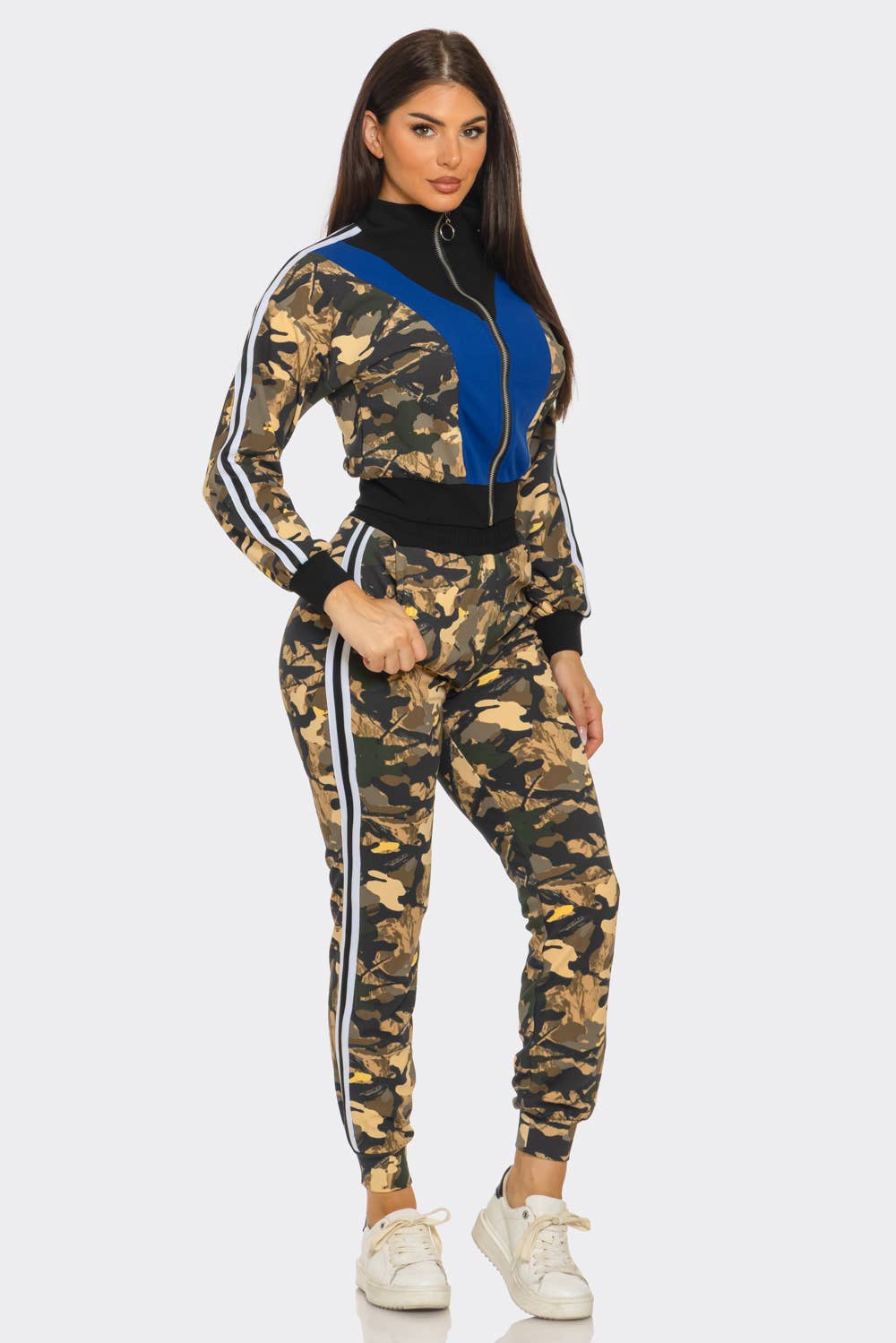 Camo Print Zip Up Jacket And Jogger Pants Set  for wholesale on Faire2