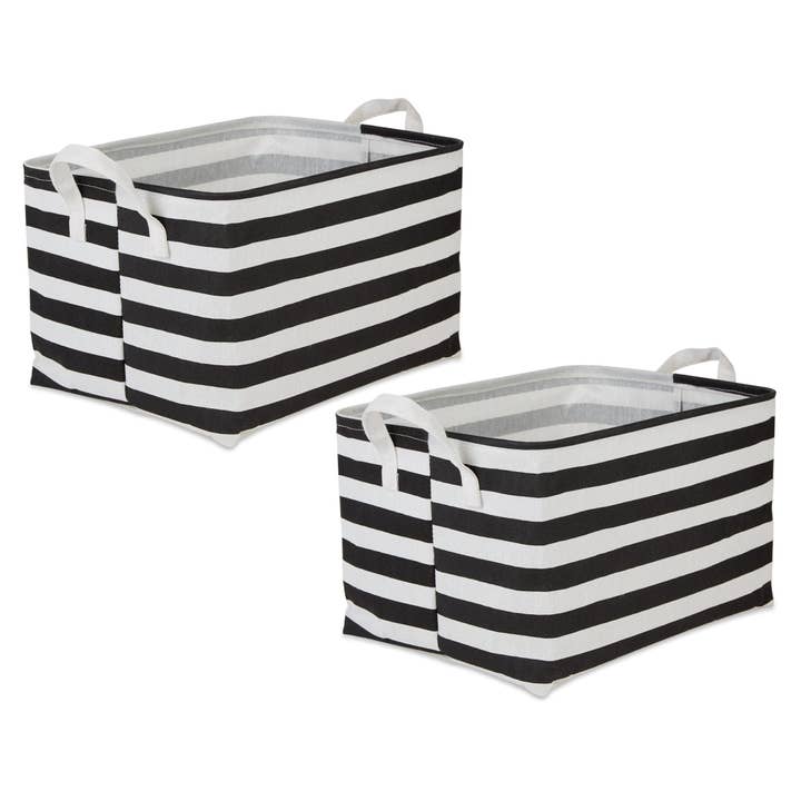 Laundry Bin Stripe Black Rectangle Extra Large for wholesale by Welcome Home Unbeatable Deals