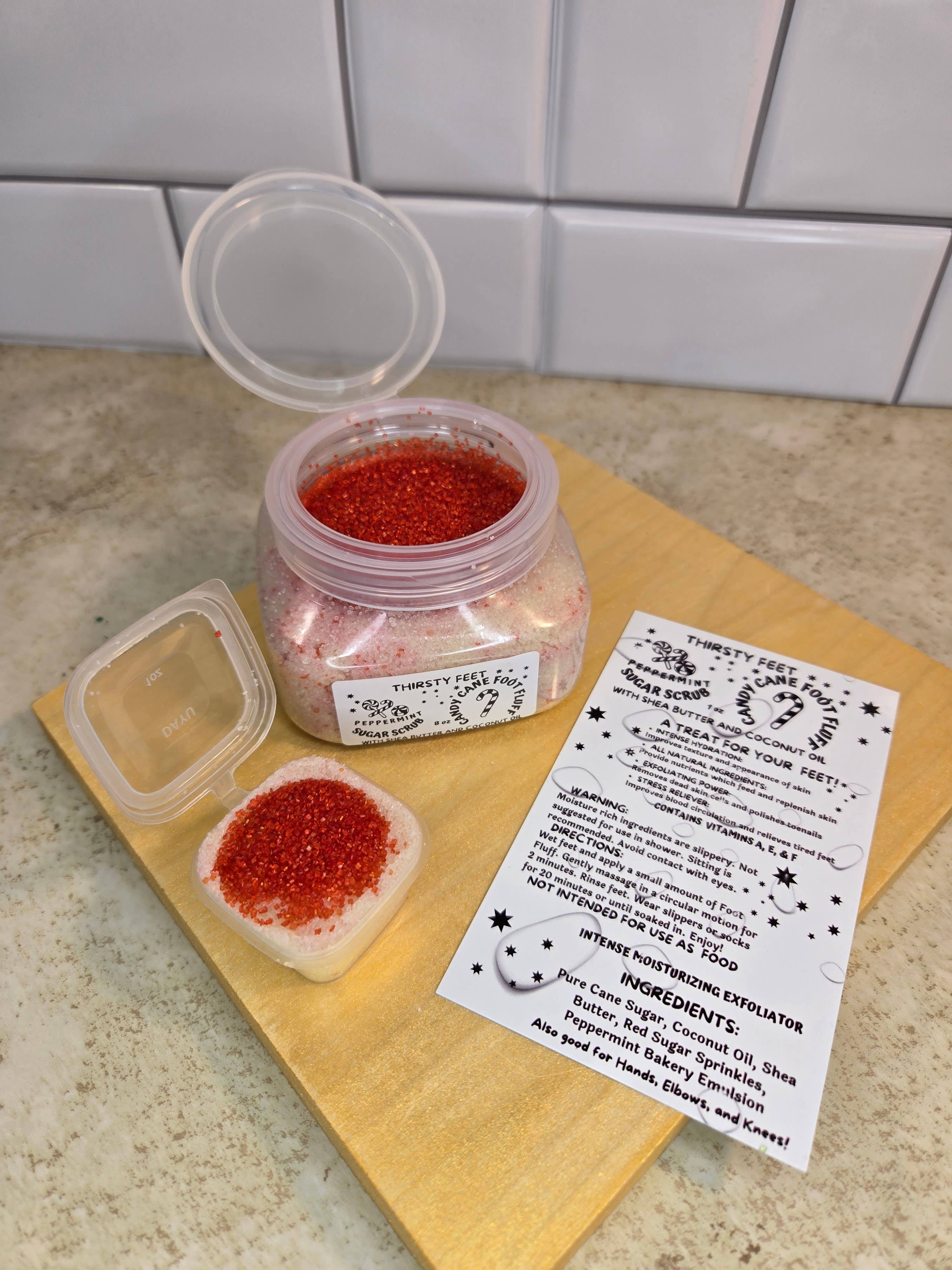 THIRSTY FEET®️ - Vente Gommage/exfoliant pour les pieds - Gommage au sucre à la menthe poivrée et à la canne de bonbon pour les pieds 1 oz,3