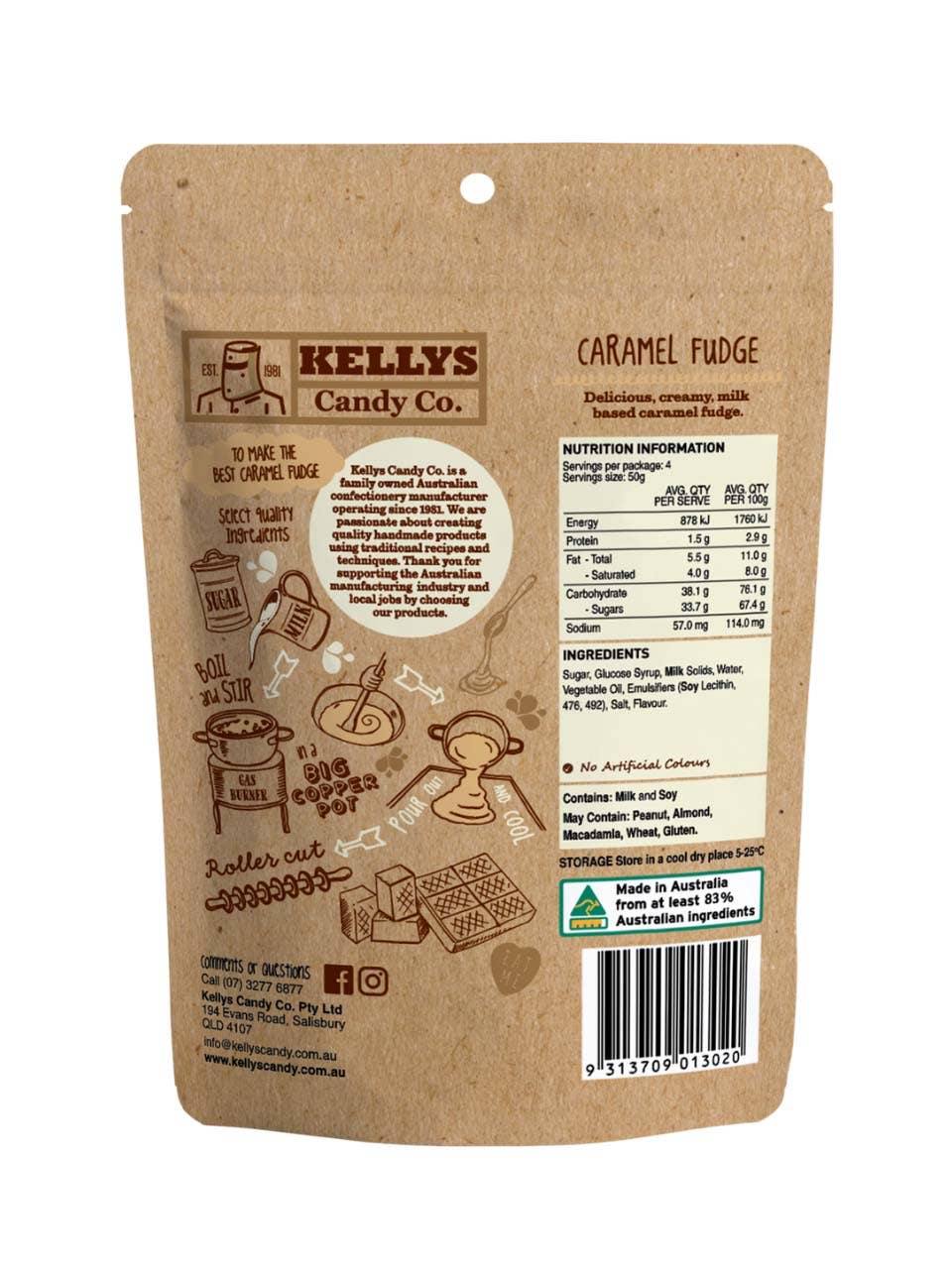 Kellys Candy Co. - Wholesale Fudge - Caramel Fudge - Pouch 200g (1)2
