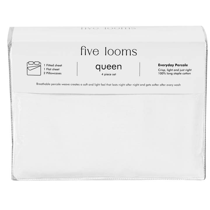 Five Looms - Wholesale Sheet Set - Five Looms Classic Percale 100% Cotton Bed Sheets Set2