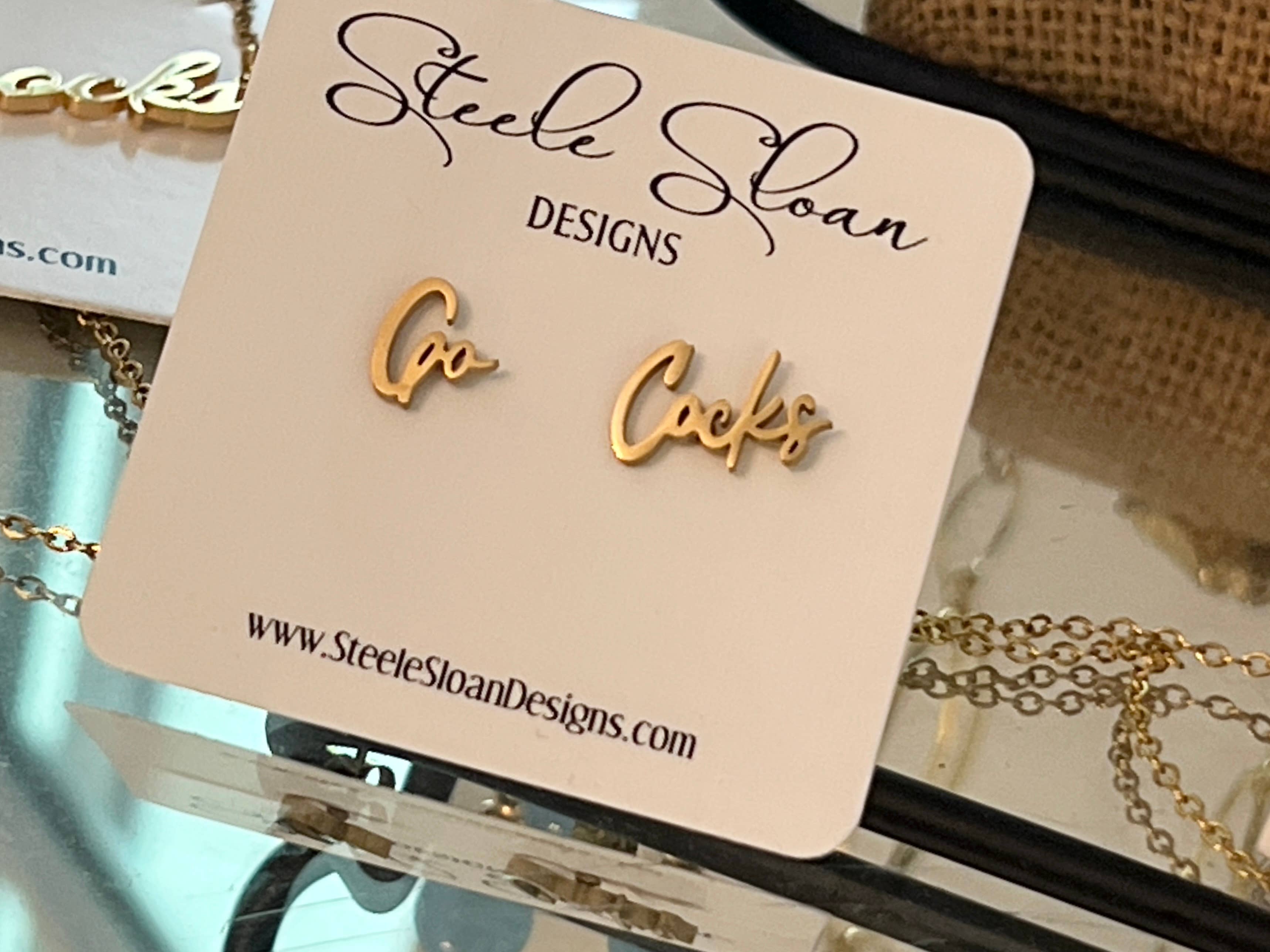 Steele Sloan Designs - Wholesale Stud/Post Earrings - NEW University of South Carolina Gamecocks Go Cocks Earrings0