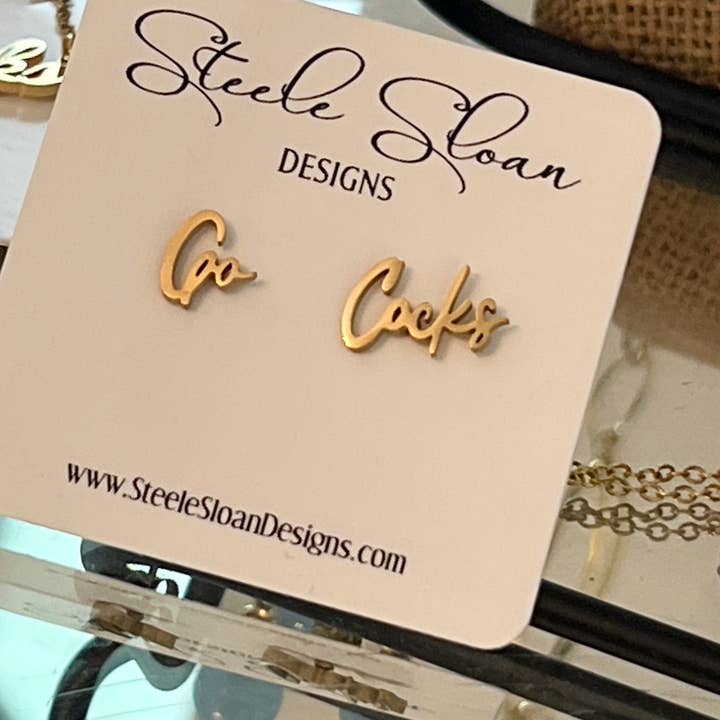 Steele Sloan Designs - Wholesale Stud/Post Earrings - NEW University of South Carolina Gamecocks Go Cocks Earrings