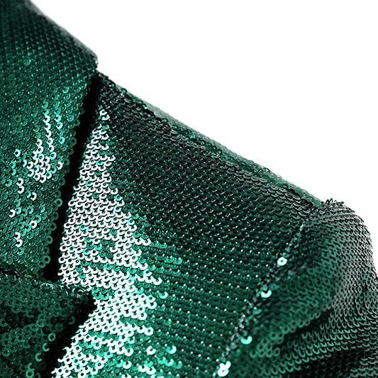 grün SET060 Dunkelgrüner Blazer und Rockanzug mit Federn und Pailletten für den Großhandel auf Faire