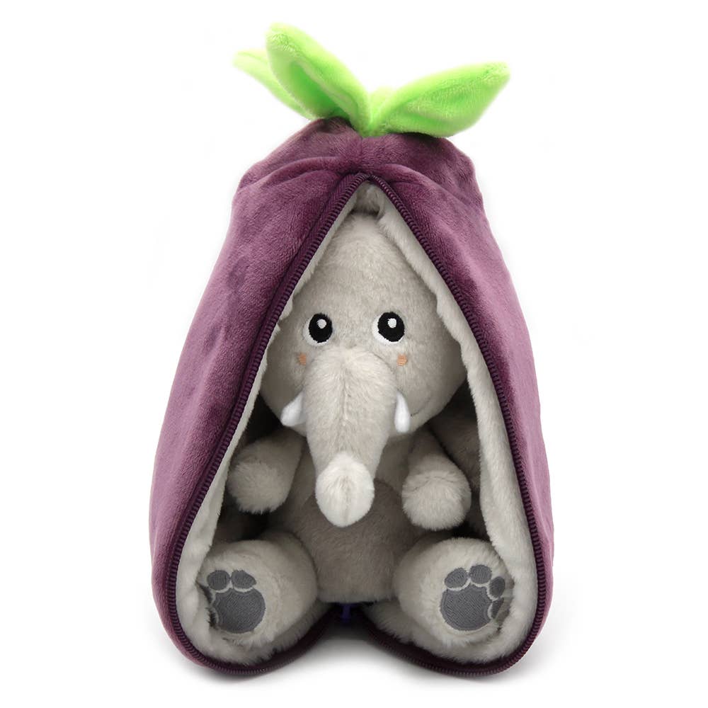Les Déglingos, France - Wholesale Stuffed/Plush Toy - Kids & Baby - FLIPETZ - Plush Velvet the elephant / Aubergine3