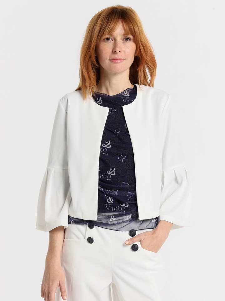 V&LUCCHINO - Åben jakke med flæser på ærmerne for engroshandel hos PAUSANT SHOP ONLINE